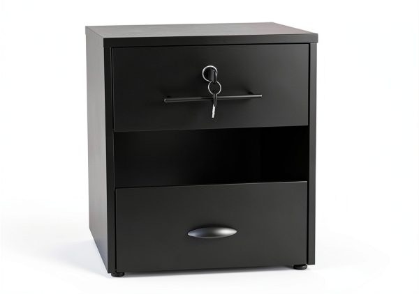AGATEO Reception Desk Modern Black Lockable Drawer Office-5