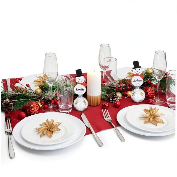 Jenaai Christmas Place Card Holders Glass Snowman Design-4