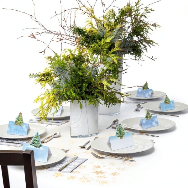 Ceiba Tree Christmas Place Cards White Watercolor Design-5