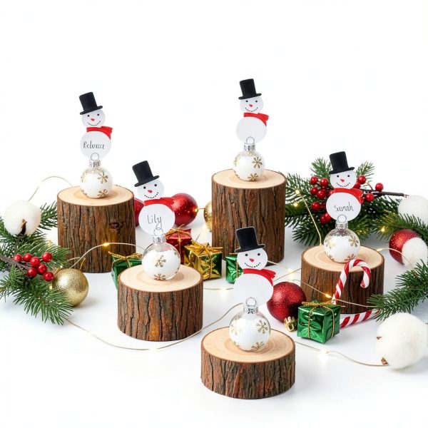Jenaai Christmas Place Card Holders Glass Snowman Design-3