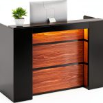 LITTLE TREE Reception Desk Modern LED Light Black Brown-0