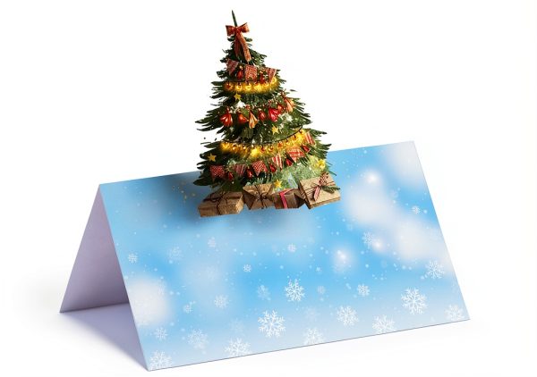 Ceiba Tree Christmas Place Cards White Watercolor Design-2