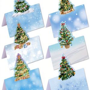 Ceiba Tree Christmas Place Cards White Watercolor Design-0