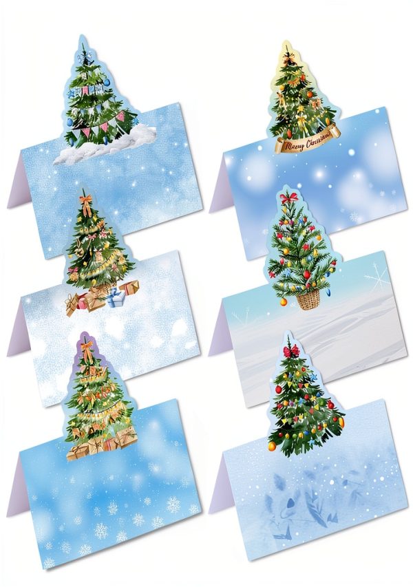 Ceiba Tree Christmas Place Cards White Watercolor Design-0
