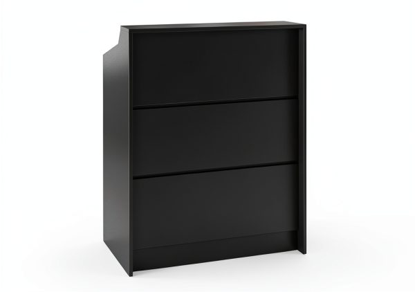 AGATEO Reception Desk Modern Black Lockable Drawer Office-6