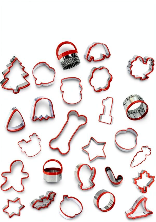 Cookie Cutters COOKIEQUE Fluted Round Durable Red Kitchen-5