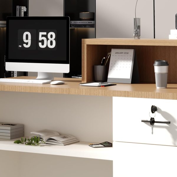 YTElantivo L-Shape Desk Modern European White LED Light-3