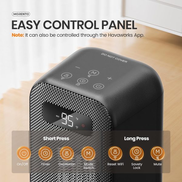 MORENTO Smart Wi-Fi Tower Heater Adjustable Temperature-7