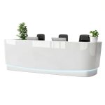 Reception Desk with LED Lighting Keyboard Tray Storage-0