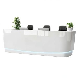 Reception Desk with LED Lighting Keyboard Tray Storage-0