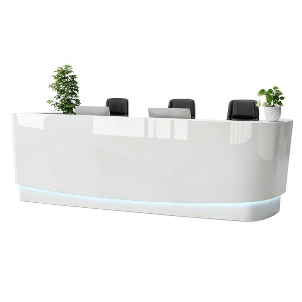 Reception Desk with LED Lighting Keyboard Tray Storage-0