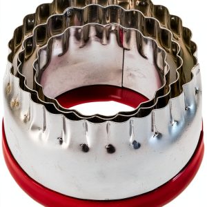 Cookie Cutters COOKIEQUE Fluted Round Durable Red Kitchen-0