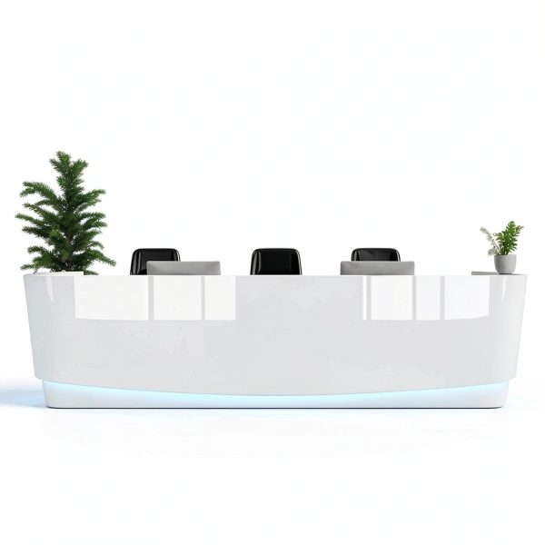 Reception Desk with LED Lighting Keyboard Tray Storage-1