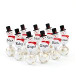 Jenaai Christmas Place Card Holders Glass Snowman Design-0