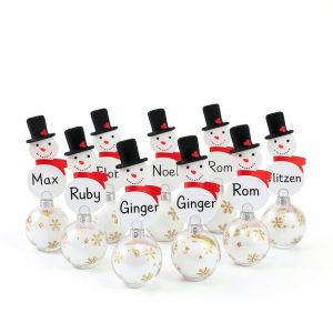 Jenaai Christmas Place Card Holders Glass Snowman Design-0