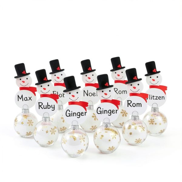 Jenaai Christmas Place Card Holders Glass Snowman Design-0
