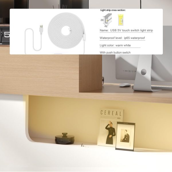 YTElantivo L-Shape Desk Modern European White LED Light-2