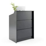 AGATEO Reception Desk Modern Black Lockable Drawer Office-0
