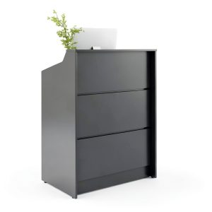 AGATEO Reception Desk Modern Black Lockable Drawer Office-0