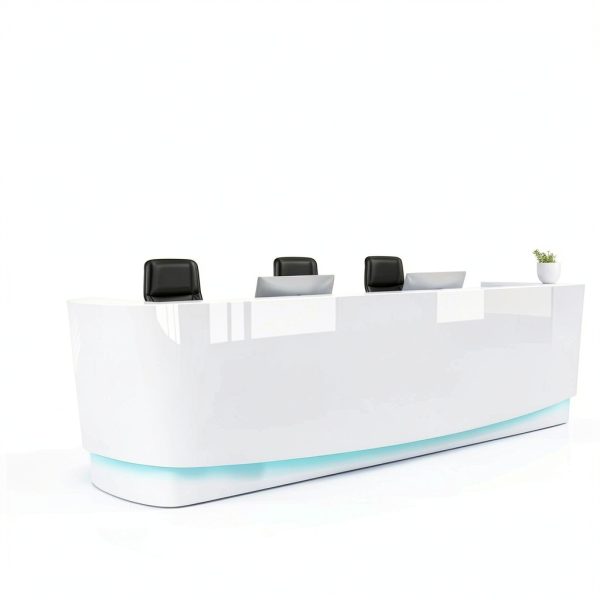 Reception Desk with LED Lighting Keyboard Tray Storage-2