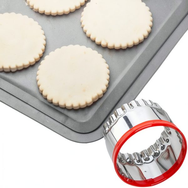 Cookie Cutters COOKIEQUE Fluted Round Durable Red Kitchen-3