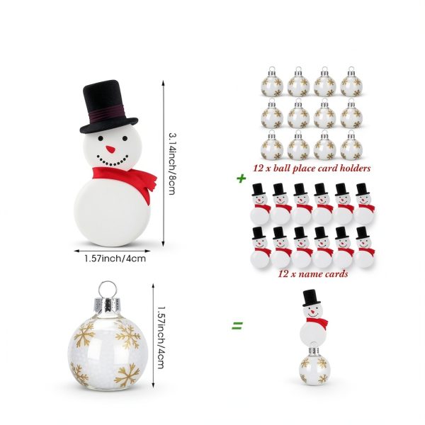 Jenaai Christmas Place Card Holders Glass Snowman Design-1