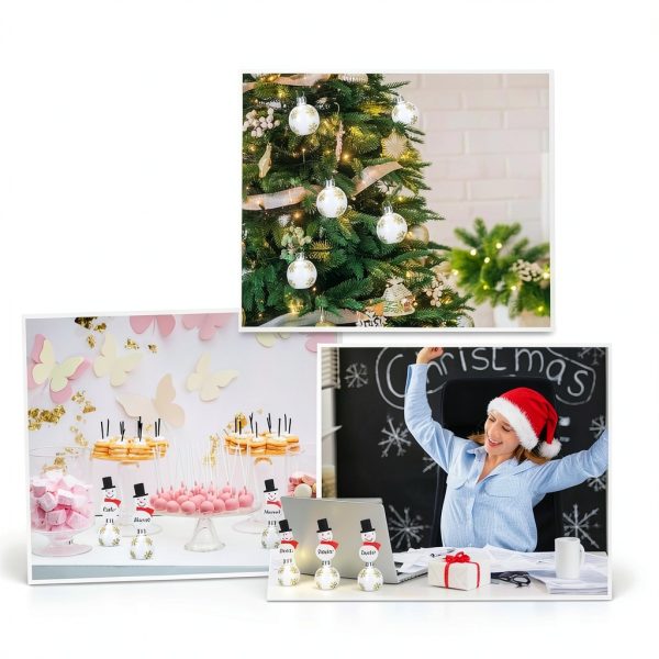 Jenaai Christmas Place Card Holders Glass Snowman Design-6