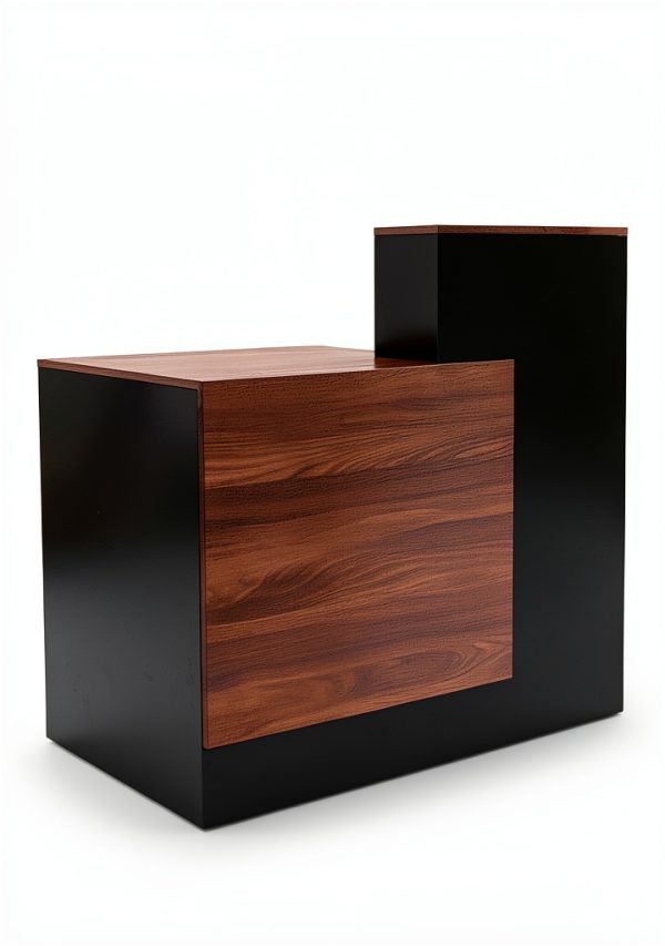 Horseo Modern Reception Desk Walnut Black Storage Durable-1