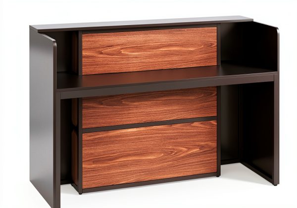 LITTLE TREE Reception Desk Modern LED Light Black Brown-2