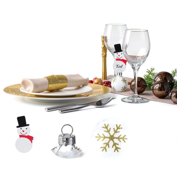 Jenaai Christmas Place Card Holders Glass Snowman Design-2