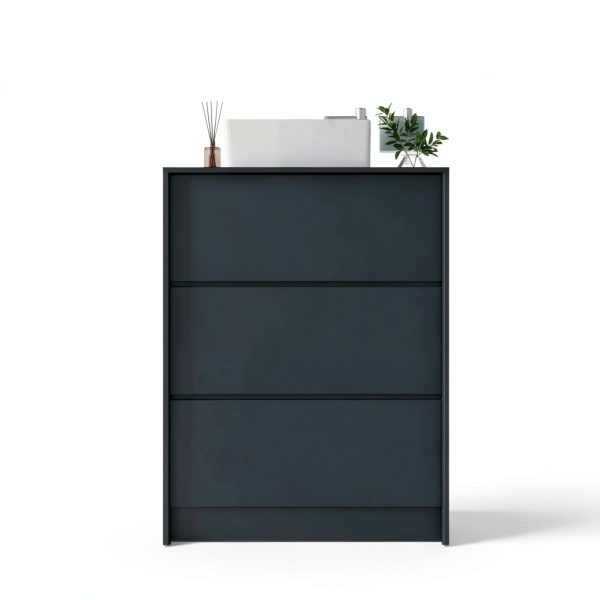 AGATEO Reception Desk Modern Black Lockable Drawer Office-4