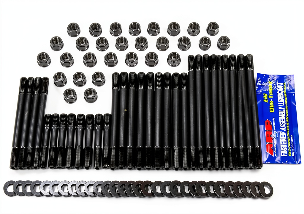 Installing Chrome Moly Head Stud Bolt Kit ARP Black on a wooden desk